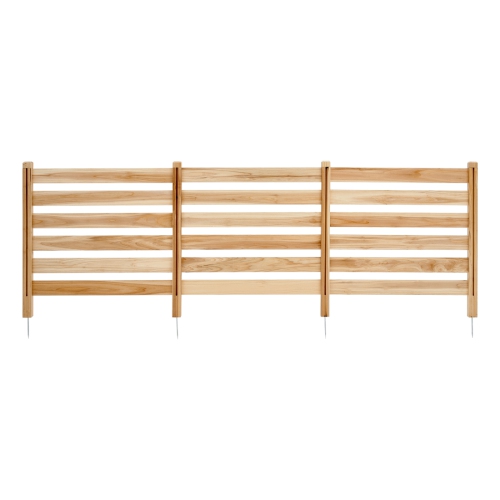 VEVOR 36" W x 36" L Wood Privacy Fence, 3 Panel Slatted Air Conditioner Fence Screen, Pool Equipment Enclosure with Metal Stakes, Easy DIY