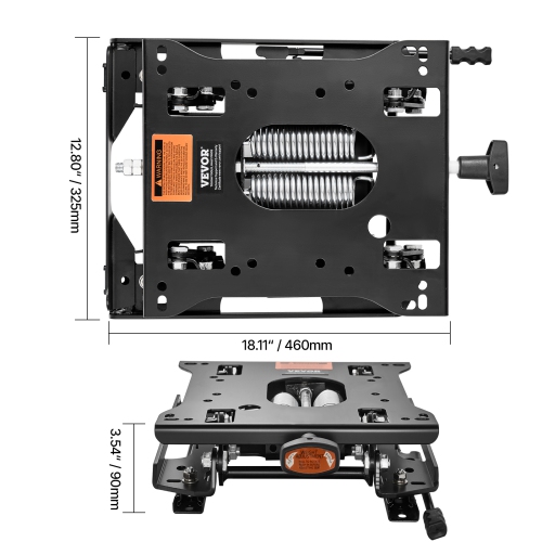 VEVOR Seat Suspension Kit with Seat Slider Track, Universal Air Ride Seat Suspension for Zero Turn Lawn Mower, 6in Front-to-Back Adjustable, Tractor