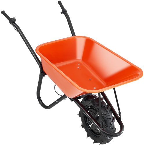 VEVOR 500W Electric Wheelbarrow Cart, Powered Utility Garden Wagon Dump Cart, 5 Cu. Ft. Load & 330 lbs Capacity with Metal Handle & 16" Track Wheels,