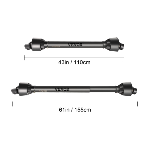 VEVOR 1-3/8”PTO Shaft, PTO Drive Shaft, 6 Spline Tractor＆Round Implement Ends PTO Driveline Shaft, Series 4 Tractor PTO Shaft, 43-61” Brush Hog PTO