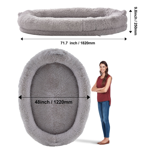 VEVOR 72" x48"x10" Human Dog Bed, Giant Dog Bed for Adult, Human Size Dog Bed with Washable PV Velvet Cover, Egg Orthopedic Foam, Storage Pocket, for