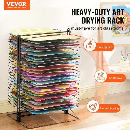 VEVOR 20 x 17 x 30 inch Art Drying Rack, 50 Removable Shelves Paint Drying Rack with Stable Base, Carbon Steel Metal Painting Drying Rack for Artwork