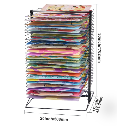 VEVOR 20 x 17 x 30 inch Art Drying Rack, 50 Removable Shelves Paint Drying Rack with Stable Base, Carbon Steel Metal Painting Drying Rack for Artwork