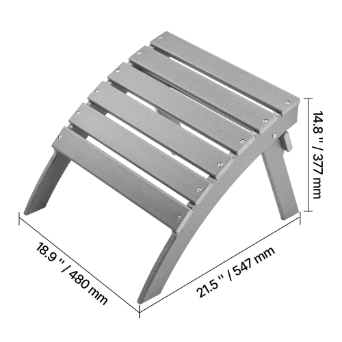 VEVOR 21.5L x 18.9W x 14.8H Inch Adirondack Ottoman, HDPE Plastic Folding Adirondack Ottoman, Weather-Resistant Foot Rest for Adirondack Chair,