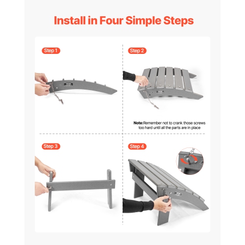 VEVOR 16.9L x 18.9W x 13H Inch Adirondack Ottoman, HDPE Plastic Folding Adirondack Ottoman, Weather-Resistant Foot Rest for Adirondack Chair, Widely