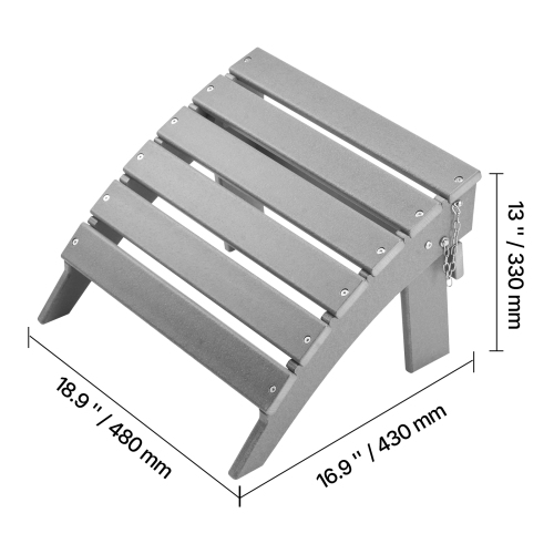 VEVOR 16.9L x 18.9W x 13H Inch Adirondack Ottoman, HDPE Plastic Folding Adirondack Ottoman, Weather-Resistant Foot Rest for Adirondack Chair, Widely