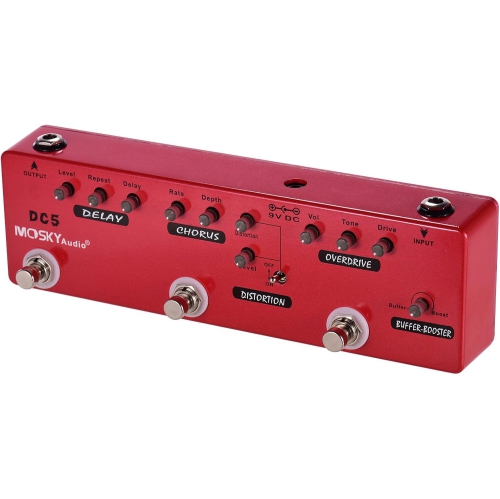 6-in-1 all-in-one guitar effects pedal｜Buffer/ Boost /Overdrive/ Distortion/ Chorus/ Delay｜Professional-grade tone chain