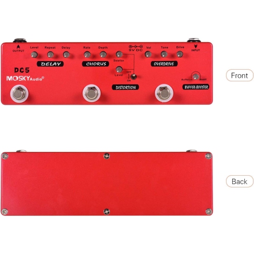 6-in-1 all-in-one guitar effects pedal｜Buffer/ Boost /Overdrive/ Distortion/ Chorus/ Delay｜Professional-grade tone chain