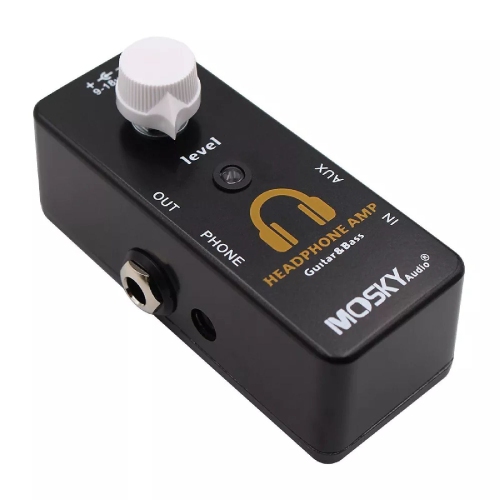 Portable guitar/bass headphone amplifier | AUX accompaniment input | Stereo output | Plug and play | Ultra-thin body