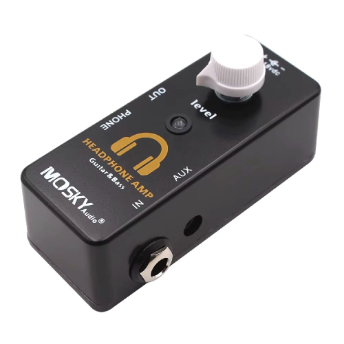 Portable guitar/bass headphone amplifier | AUX accompaniment input | Stereo output | Plug and play | Ultra-thin body