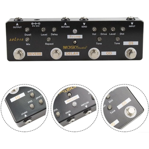 Five-in-one professional guitar multi-effects pedal|Distortion + Overdrive + Delay + Reverb + FX Loop|Full tone chain solution
