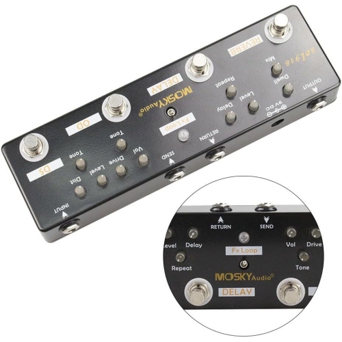 Five-in-one professional guitar multi-effects pedal|Distortion + Overdrive + Delay + Reverb + FX Loop|Full tone chain solution