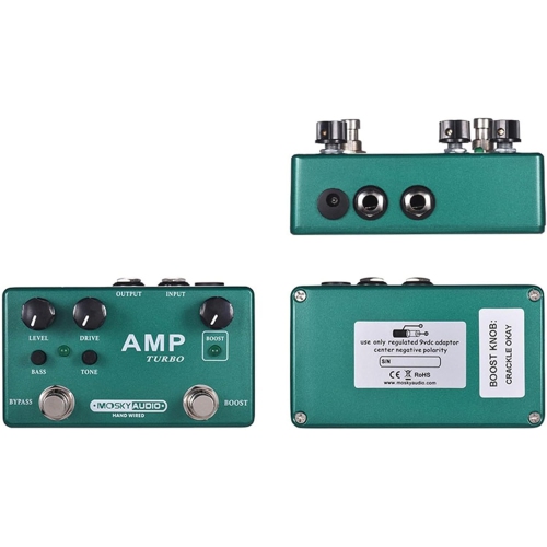 3-in-1 multifunctional guitar effects pedal|Overdrive/boost/preamp|Dual channel independent switching|All-metal portable body