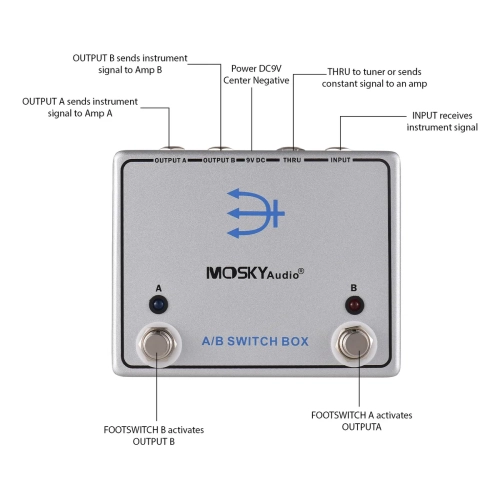 Guitar pedal effects｜A/B channel switch｜Dual signal selection｜9V power supply｜Universal for guitar/bass｜Metal body