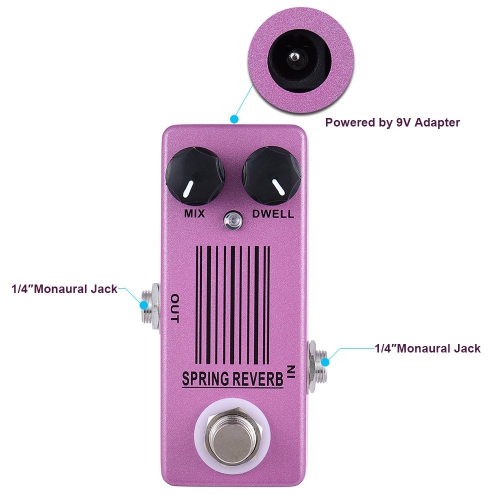 Mini Spring Reverb Guitar Effector – Très petit format, faible bruit, boîtier en métal de dérivation véritable