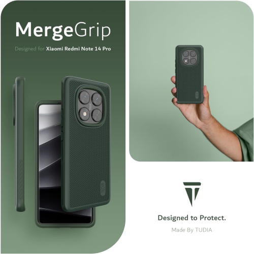 Étui MergeGrip Xiaomi Redmi Note 14 Pro 5G de TUDIA 2025 - Vert pin