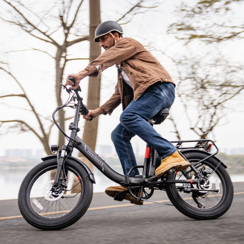 INVANTI  Folding Cargo Ebikes, 20"x3.0 Fat Tire E-Bike, 80Km Long Range 1000W Peak Motor, Front Suspension, 7-Speed, Commute Mountain E-Bike