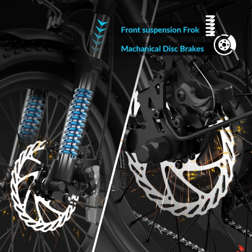 INVANTI Folding Cargo Ebikes, 20"x3.0 Fat Tire E-Bike, 80KM Long Range 1000W Peak Motor, Front Suspension, 7-Speed, Commute Mountain E-Bike