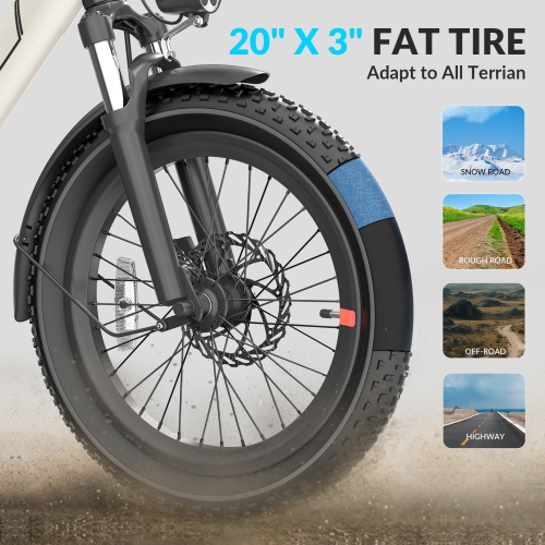 INVANTI Folding Cargo Ebikes, 20"x3.0 Fat Tire E-Bike, 80KM Long Range 1000W Peak Motor, Front Suspension, 7-Speed, Commute Mountain E-Bike