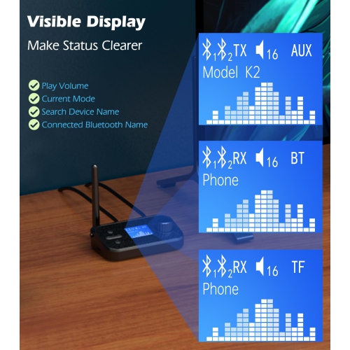 Émetteur et récepteur Bluetooth audio, adaptateur Bluetooth 5,3 avec prise auxiliaire, coaxial, entrée optique, sortie auxiliaire et prise en charge
