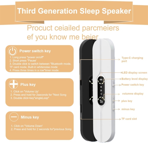 Bluetooth Sleep Speaker, Portable Under-Pillow MP3 Player to Promote Sleep and Relieve Stress