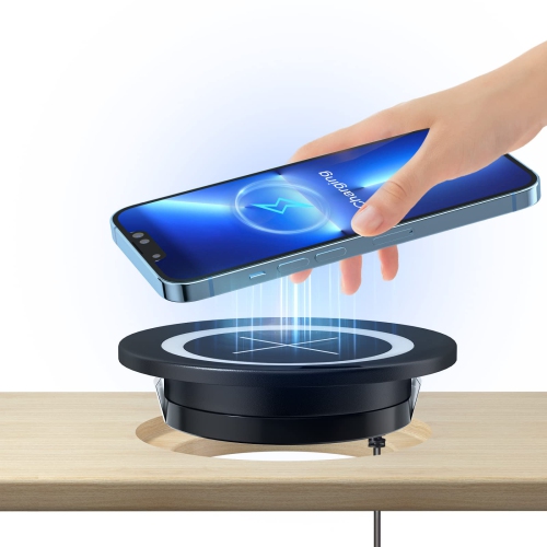 Desk Wireless Charger, Desktop Grommet Power Wireless Charging Pad, for iPhone 16/15/14/13/12 Series, Samsung, Airpods and All Phones with Wireless