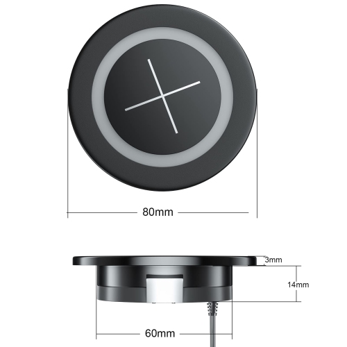 Desk Wireless Charger, Desktop Grommet Power Wireless Charging Pad, for iPhone 16/15/14/13/12 Series, Samsung, Airpods and All Phones with Wireless