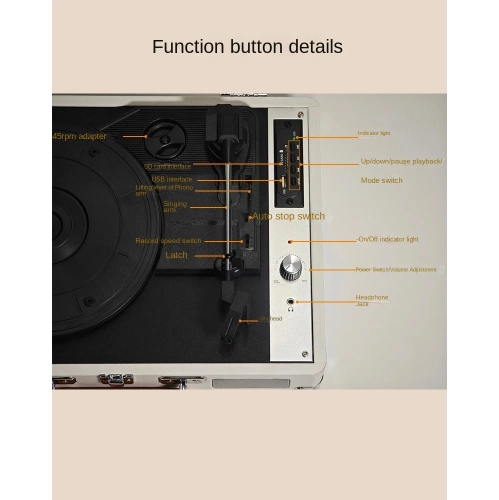 Retro vinyl record player phonograph living room decoration antique sound quality, ruby stylus, European style, suitable for 7/10/12 inch vinyl