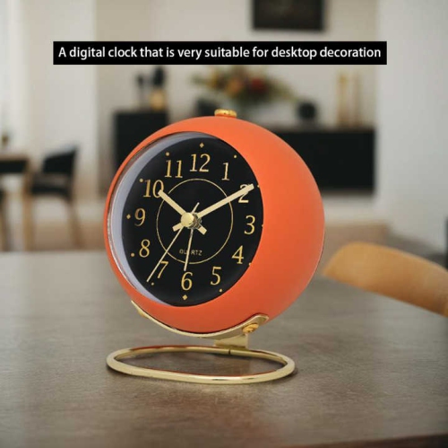 Nordic creative electronic table clock simple children's alarm clock new desktop bedside student silent luminous pointer clock - pink shell black