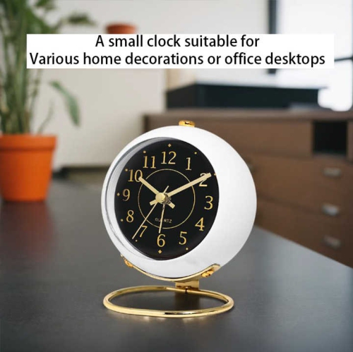 Nordic creative electronic table clock simple children's alarm clock new desktop bedside student silent luminous pointer clock - white shell black