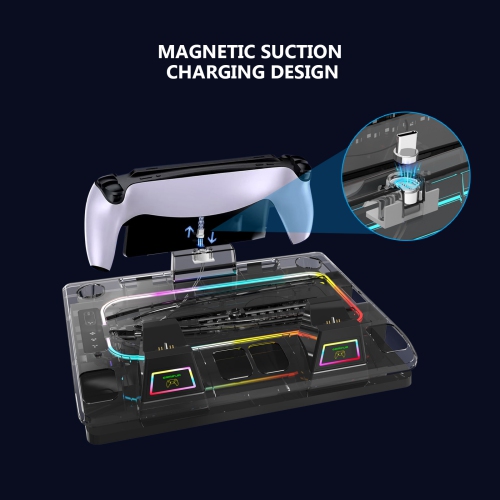 PS5 slim cooling base PS5 PROTAL handheld game controller charging stand with colorful lighting effects for PS5 consoles and PS5 slim consoles -