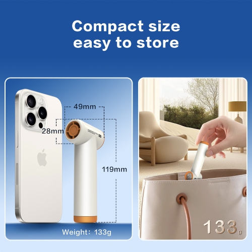 2025 new handheld fan USB mini high-speed charging portable turbo fan, four-speed wind speed adjustment, ultra-quiet brushless motor-black