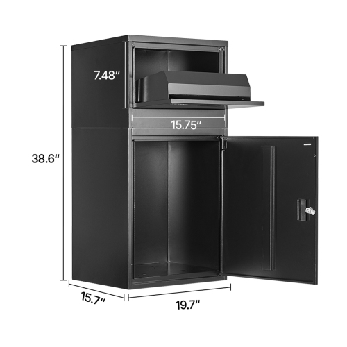 VEVOR 38.6 in Package Delivery Boxes, Mailbox for Parcel with Lock, Galvanized Steel Package Drop Box with Anti-Theft Design, Weather-Resistant