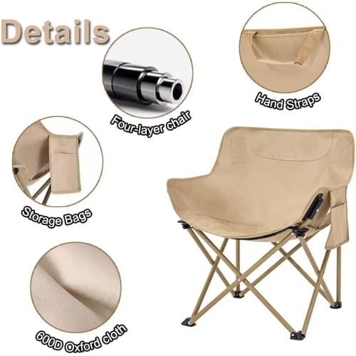 Heavy Duty Folding Camping Chair - 190kg, Compact and Portable, 600D Oxford Fabric, Suitable for Outdoor, Hiking, Fishing, Sporting Events