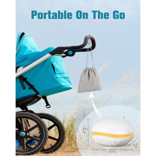 Mini Sound Machine for Baby Adults with 3-Level Night Light,26 Soothing Sounds 6 Timers,Memory Function 1200mAh Battery for Bedroom