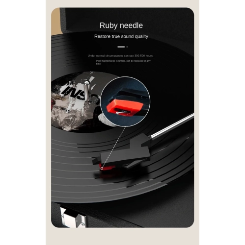 Retro vinyl record player phonograph living room ornaments antique sound, ruby ​​stylus European style, suitable for 7/10/12 inch vinyl records, dark