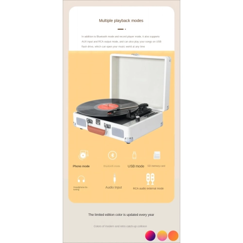 Retro vinyl record player phonograph living room ornaments antique sound, ruby ​​stylus European style, suitable for 7/10/12 inch vinyl records, dark