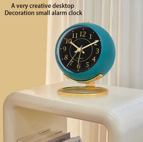 Nordic creative electronic table clock simple children's alarm clock new desktop bedside student silent luminous pointer clock - blue shell black
