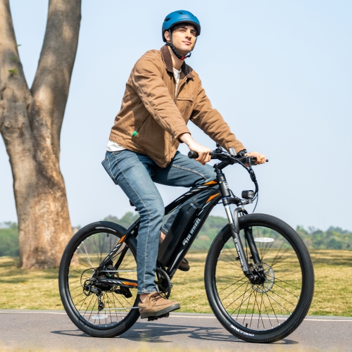 5TH WHEEL Electric Bike for Adults, 500W Motor, 37KM/H, Up to 72KM Range, 26" Mountain E-Bike with Suspension, Disc Brakes, LCD Display – White