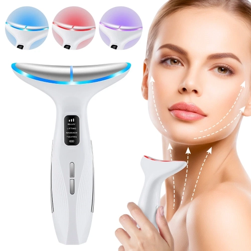 Appareil de beauté pour le cou EMS Massage raffermissant Machine de beauté soin de la peau Vibration Masseur pour le visage Double menton de LED