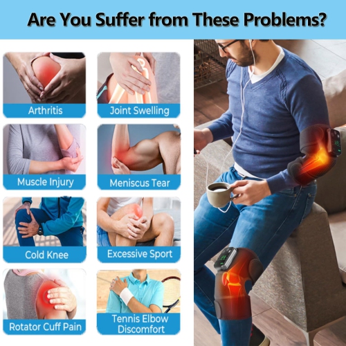 Rechargeable Knee Massager 3 Gear Vibration Massage Adjustable Shoulder Brace Electric Heating Pads Leg Knee Warmer