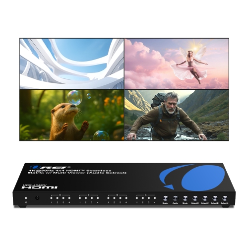 OREI 4K@30&nbsp;Hz 4x4 HDMI™ Matrice transparente avec multivisionneuse (HDS-404MV)