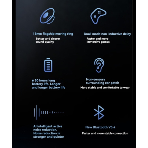 Luminous wireless earphones Bluetooth 5.4 Dynamic sand-colored luminous earphones Noise-cancelling Bluetooth earphones High sound quality Long