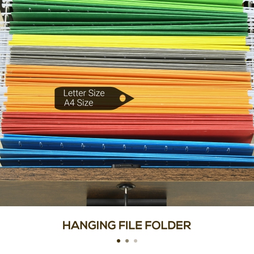 Kepooman Lateral File Cabinet - Drawers, Lock, Open Shelves, Wheels, Rustic Brown Finish, Office Furniture