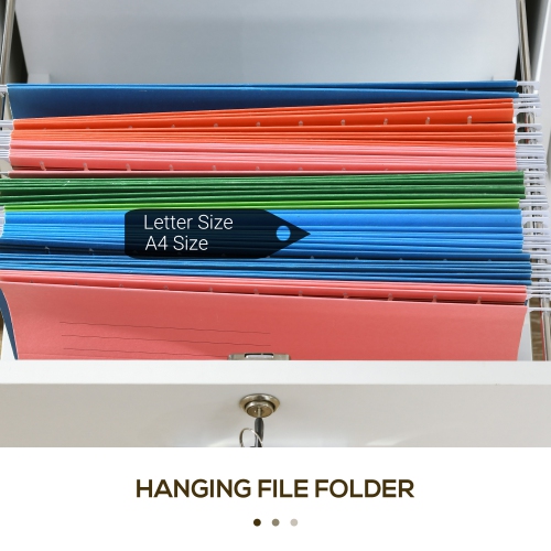 Kepooman Lateral File Cabinet - Drawers, Lock, Open Shelves, Wheels for A4/Letter Size, White