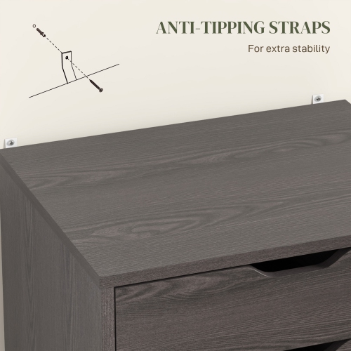 Kepooman 7-drawer Vertical File Cabinet for Home Office, Storage Cabinet with Wheels, 18.7"x15.6"x35.4", Grey Wood Grain