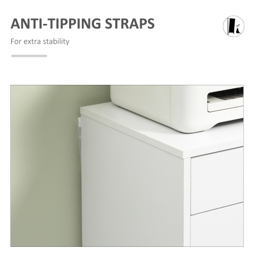 Kepooman Towering File Vault - 7-Drawer Vertical Cabinet on Wheels for Comprehensive Office Document Organization, White