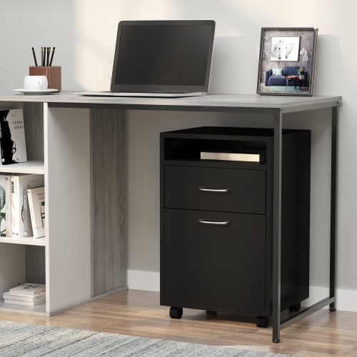 Kepooman Mobile Filing Cabinet - 24" Vertical Cabinet with Drawer for Office Organization, Black