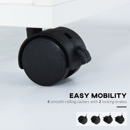 Kepooman Mobile Vertical Filing Cabinet 24" with Drawer and Wheels - Essential Office Storage Cabinet in White