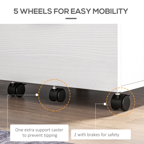 Classeur vertical Kepooman – 2 tiroirs sur roulettes pour documents format légal/lettre et rangement mobile pour le bureau à domicile, blanc